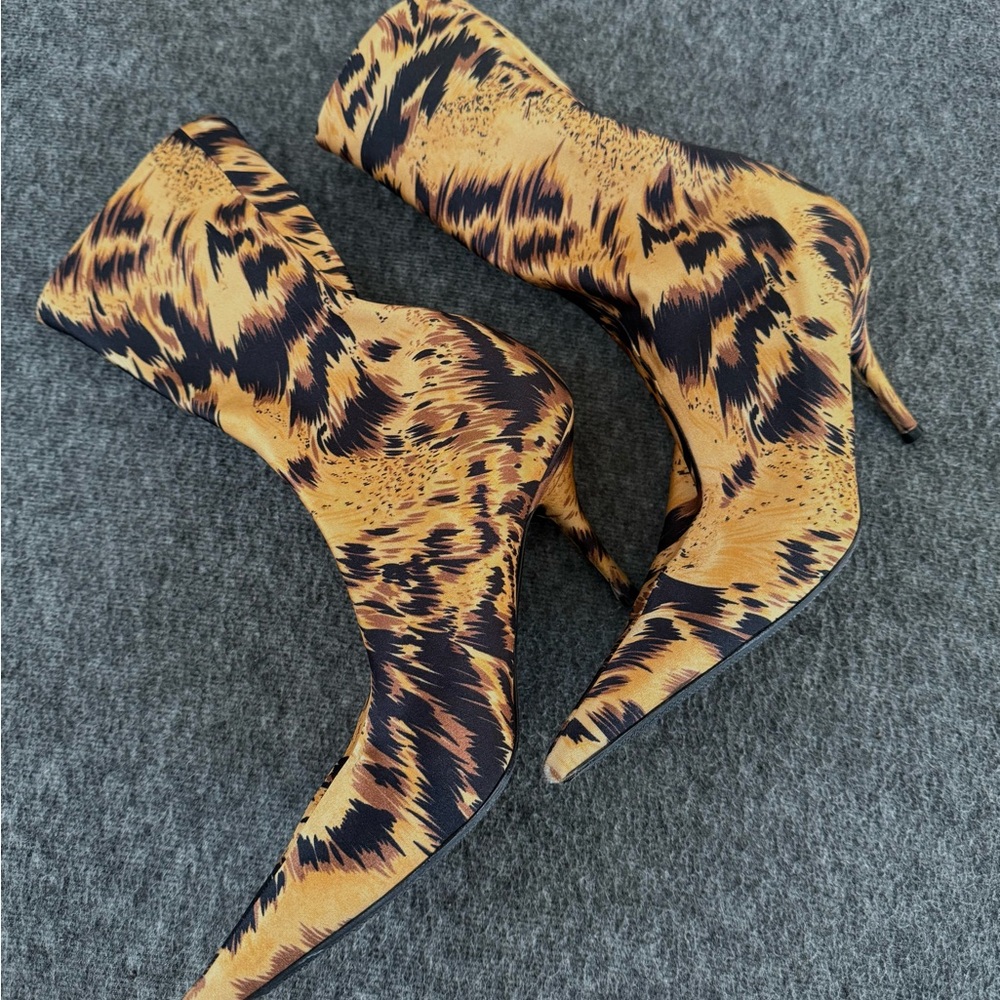 Balenciaga Neoprene Animal Print Mid-Calf Boots - Picture 5 of 7